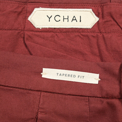 YCHAI “ROBUSTO” リネン混コットン ツータックストレッチパンツ / TAPERED FIT
