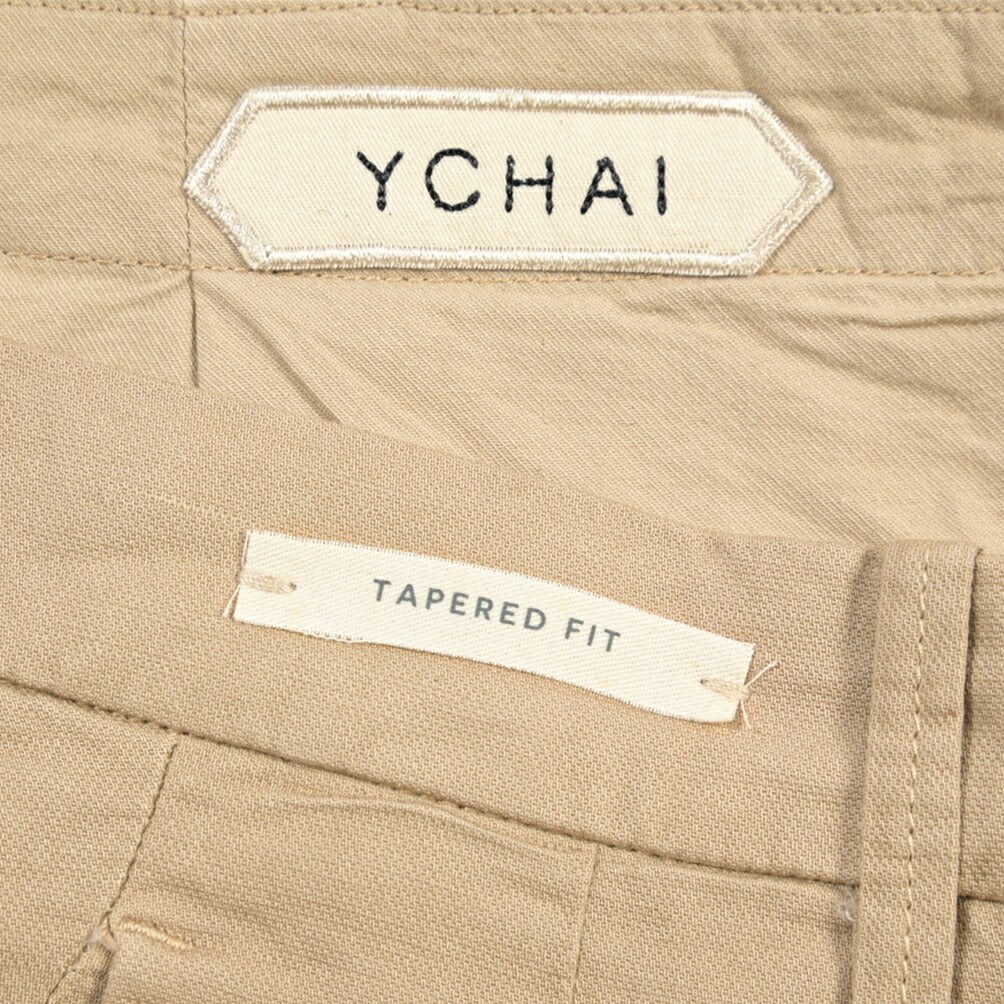 YCHAI “ROBUSTO” リネン混コットン ツータックストレッチパンツ / TAPERED FIT