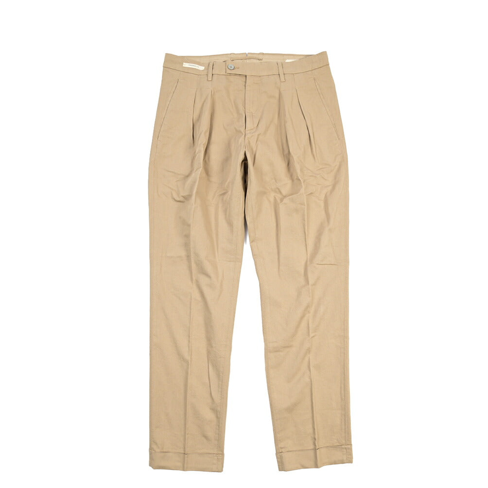 YCHAI “ROBUSTO” リネン混コットン ツータックストレッチパンツ / TAPERED FIT
