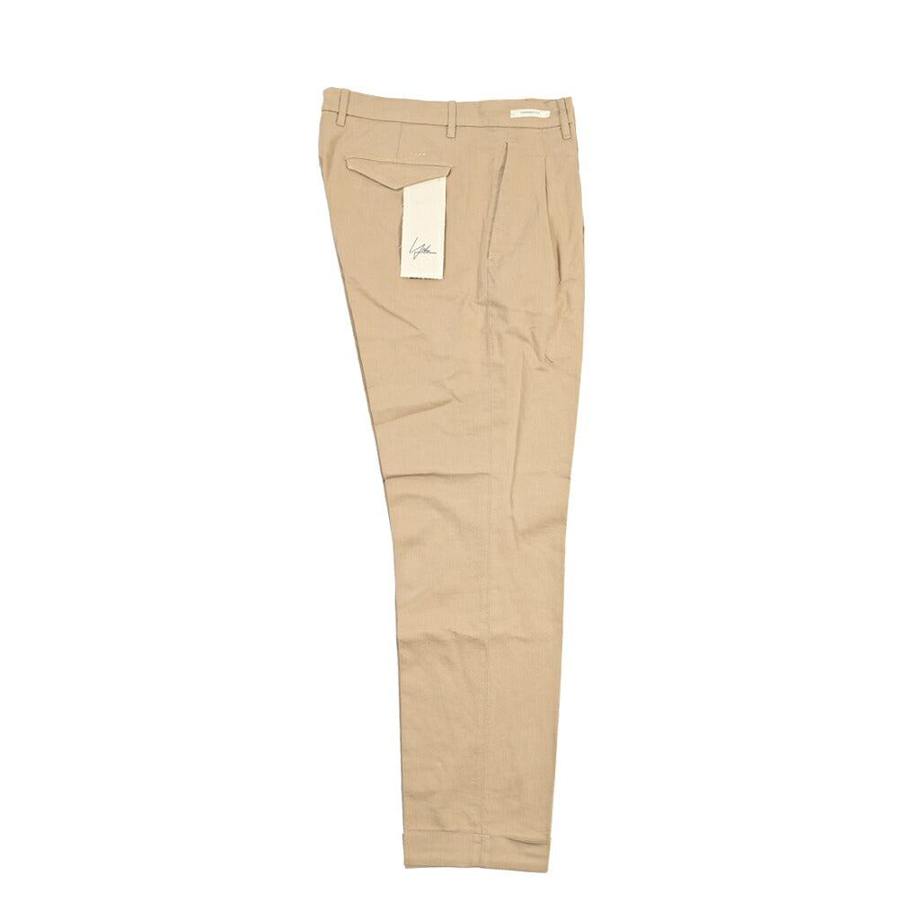 YCHAI “ROBUSTO” リネン混コットン ツータックストレッチパンツ / TAPERED FIT