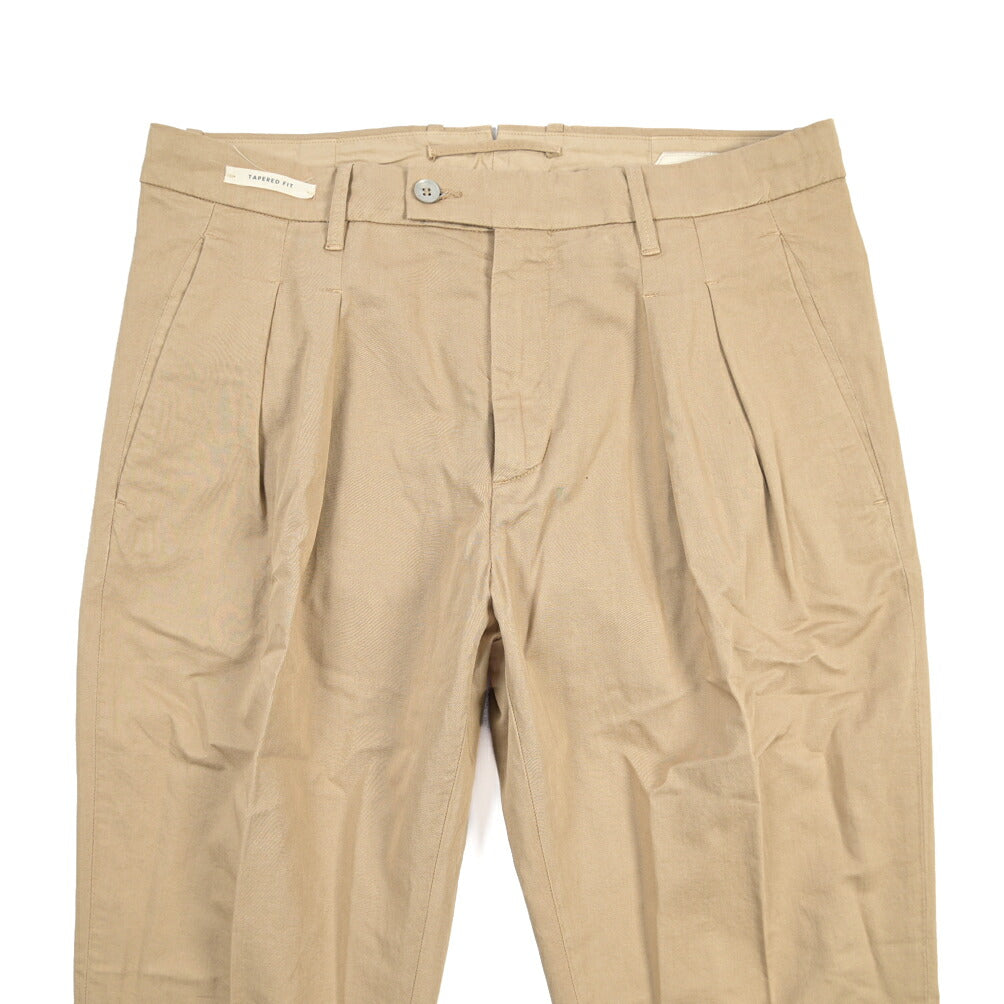 YCHAI “ROBUSTO” リネン混コットン ツータックストレッチパンツ / TAPERED FIT
