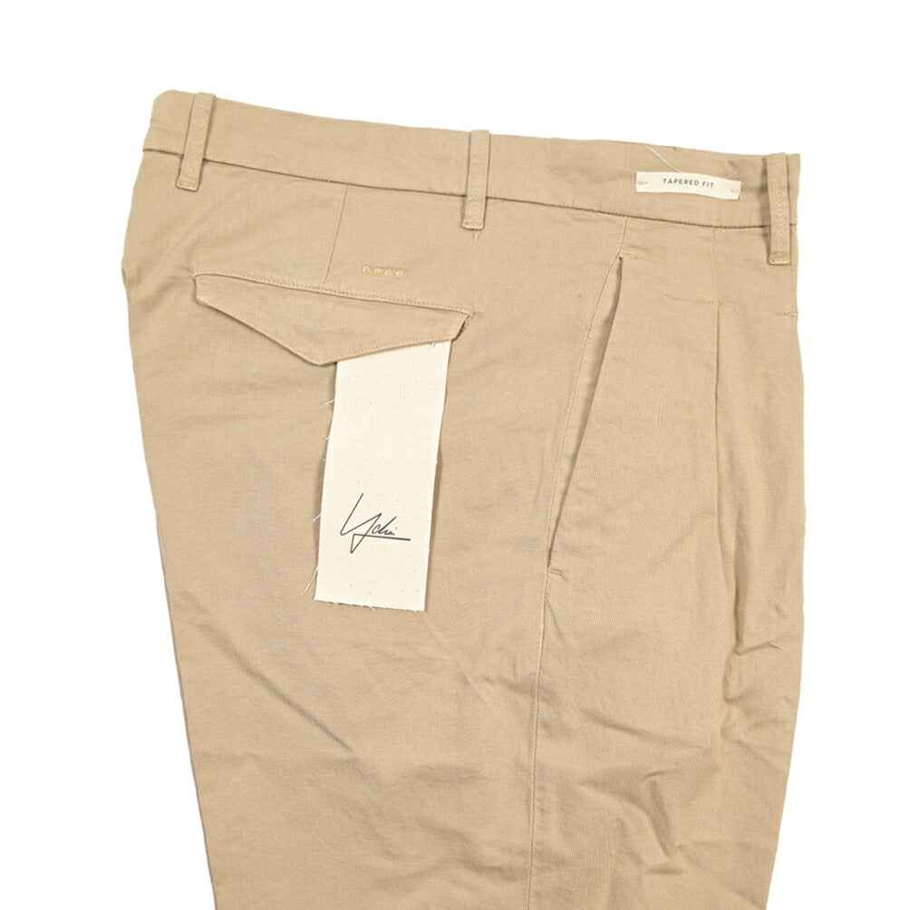 YCHAI “ROBUSTO” リネン混コットン ツータックストレッチパンツ / TAPERED FIT