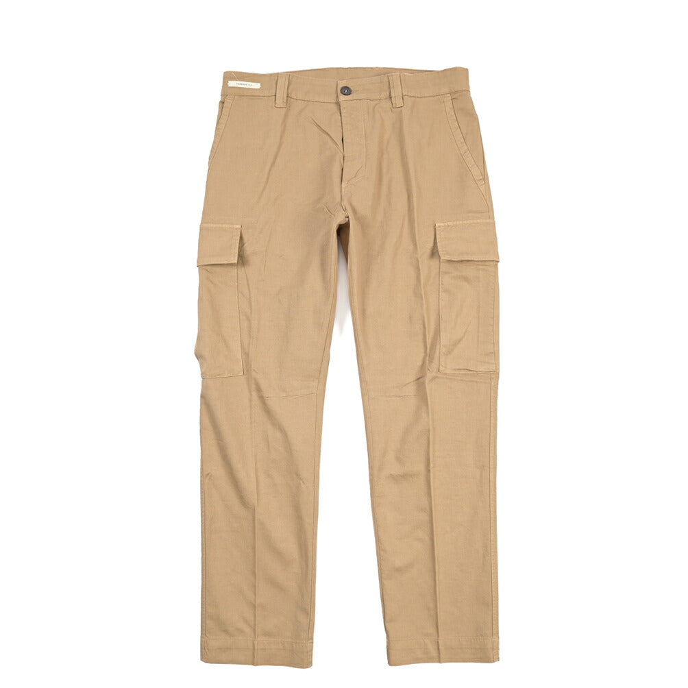 YCHAI “ROBUSTO” リネン混コットン ノータックカーゴパンツ / TAPERED FIT