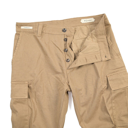 YCHAI “ROBUSTO” リネン混コットン ノータックカーゴパンツ / TAPERED FIT