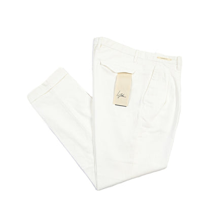 SUMMER SALE｜YCHAI “ROBUSTO” リネン混コットン ツータックヘリンボーンパンツ / TAPERED FIT