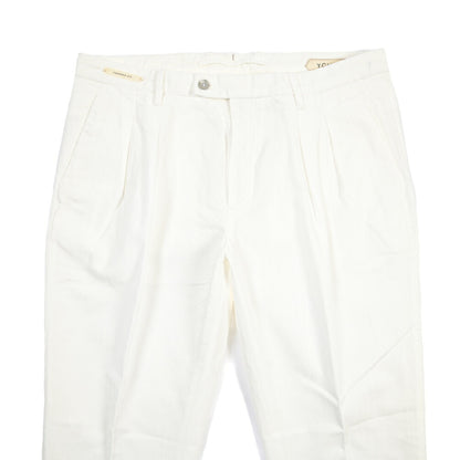 SUMMER SALE｜YCHAI “ROBUSTO” リネン混コットン ツータックヘリンボーンパンツ / TAPERED FIT