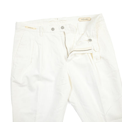 SUMMER SALE｜YCHAI “ROBUSTO” リネン混コットン ツータックヘリンボーンパンツ / TAPERED FIT