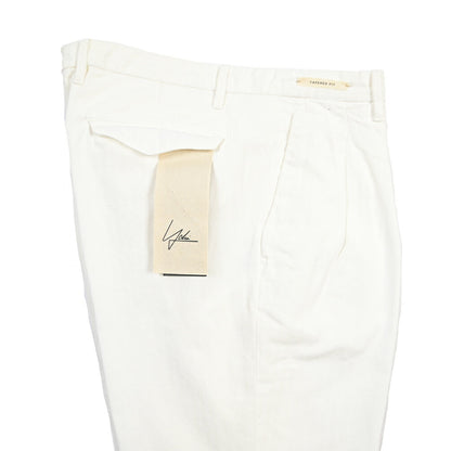 SUMMER SALE｜YCHAI “ROBUSTO” リネン混コットン ツータックヘリンボーンパンツ / TAPERED FIT