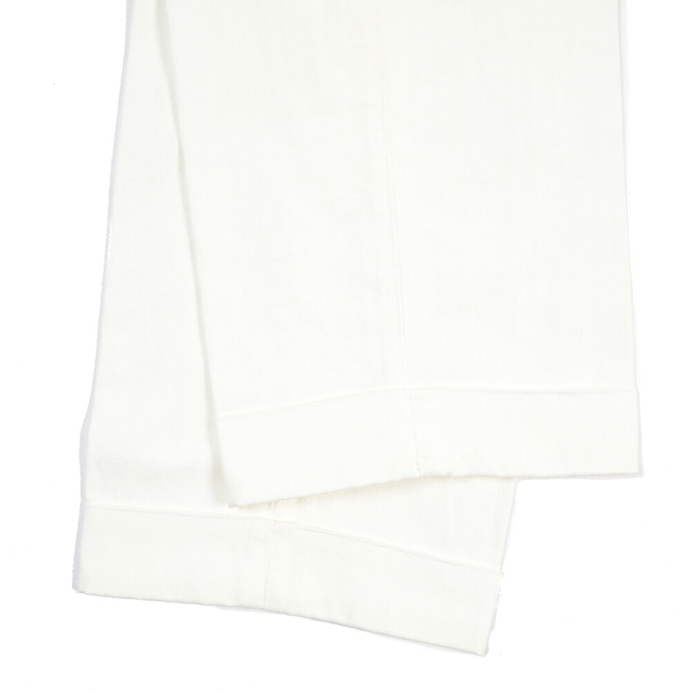 SUMMER SALE｜YCHAI “ROBUSTO” リネン混コットン ツータックヘリンボーンパンツ / TAPERED FIT