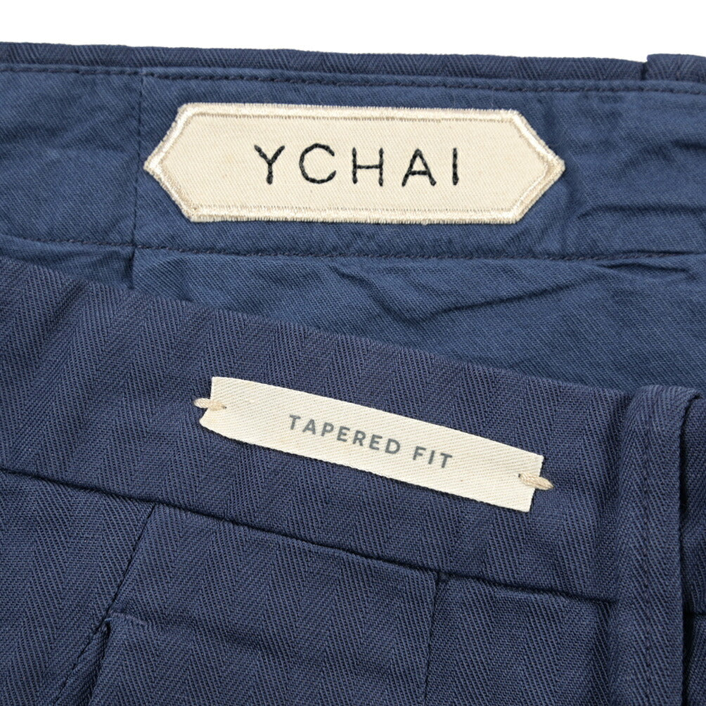 YCHAI “ROBUSTO” リネン混コットン ツータックヘリンボーンパンツ / TAPERED FIT