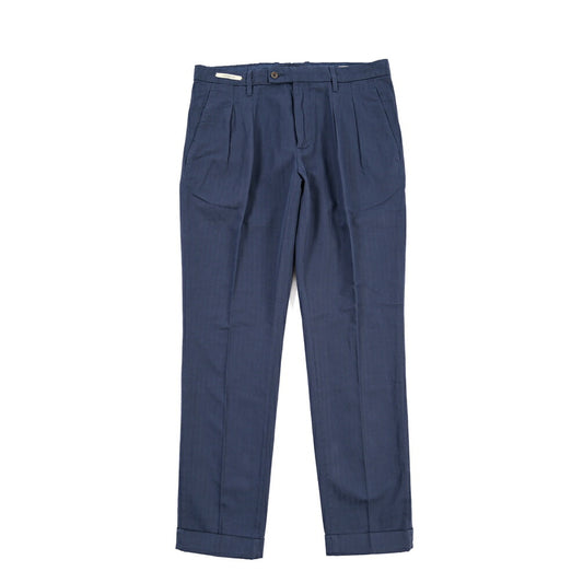 YCHAI “ROBUSTO” リネン混コットン ツータックヘリンボーンパンツ / TAPERED FIT