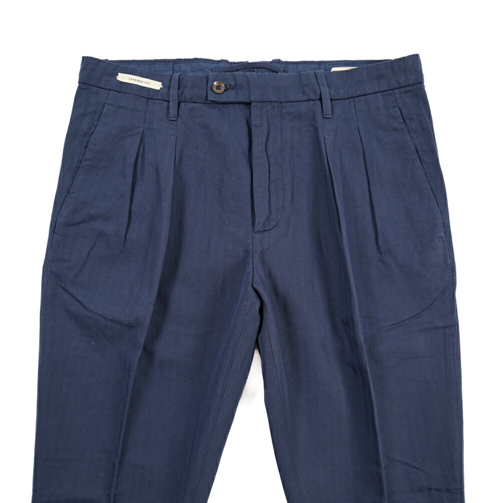 YCHAI “ROBUSTO” リネン混コットン ツータックヘリンボーンパンツ / TAPERED FIT