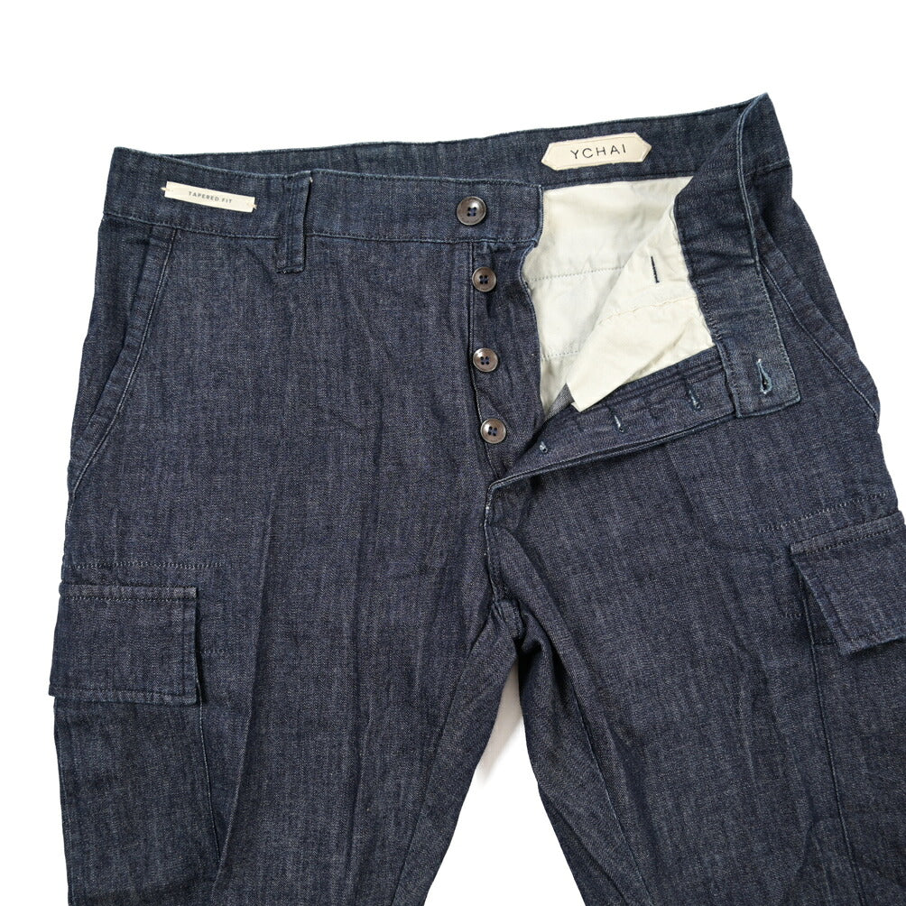 YCHAI “ROBUSTO” コットン100%デニム カーゴパンツ / TAPERED FIT