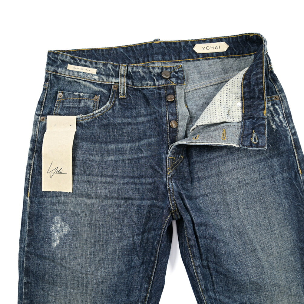 SUMMER SALE｜YCHAI “ROBUSTO” コットン100%デニム テーパードジーンズ / ダメージ加工 / TAPERED FIT