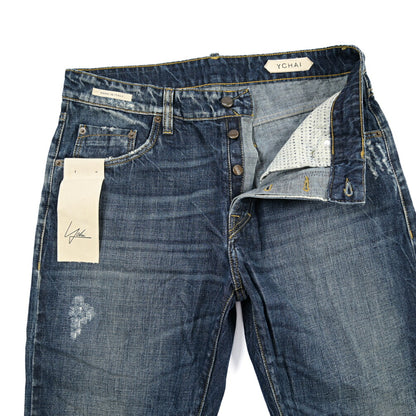 SUMMER SALE｜YCHAI “ROBUSTO” コットン100%デニム テーパードジーンズ / ダメージ加工 / TAPERED FIT