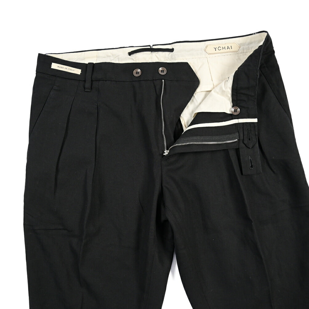 SUMMER SALE｜YCHAI “ROBUSTO” リネン混コットン ツータックパンツ / TAPERED FIT