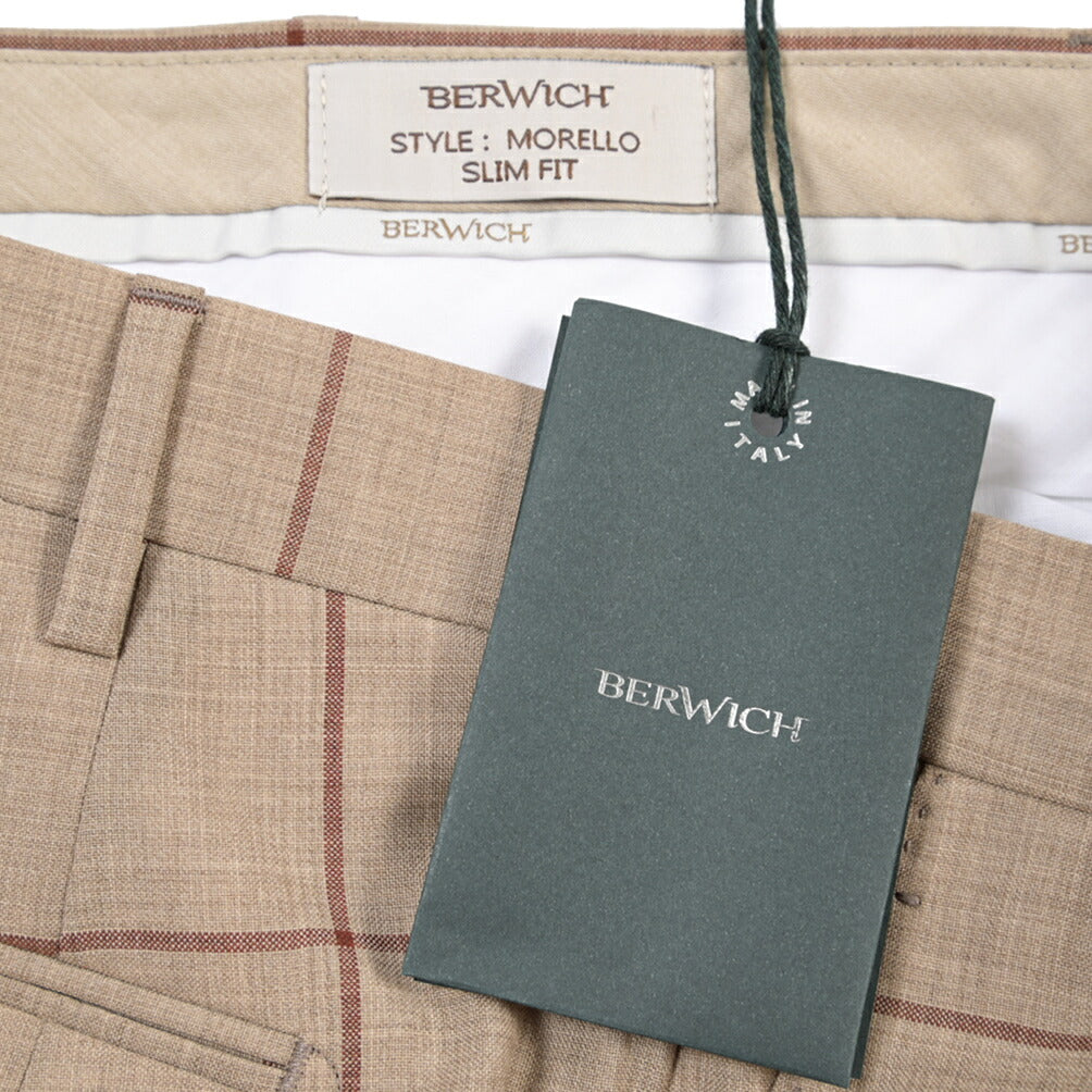 SUMMER SALE｜26SS BERWICH “MORELLO” ヴァージンウール100% ノータックスリムスラックス