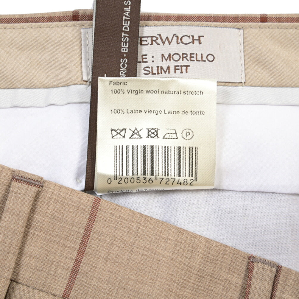 SUMMER SALE｜26SS BERWICH “MORELLO” ヴァージンウール100% ノータックスリムスラックス