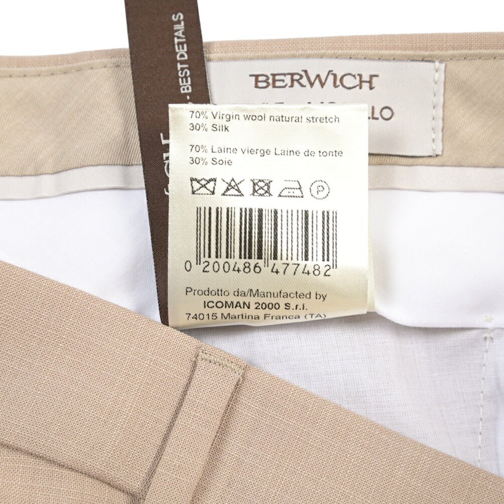SUMMER SALE｜26SS BERWICH “MORELLO” シルク混ウール ノータックスラックス
