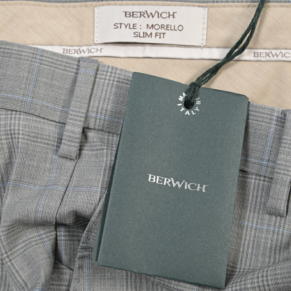 SUMMER SALE｜26SS BERWICH “MORELLO” ヴァージンウール100% ノータックスリムスラックス