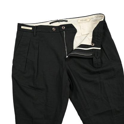 YCHAI “ROBUSTO” リネン混コットン ツータックスラックス / TAPERED FIT