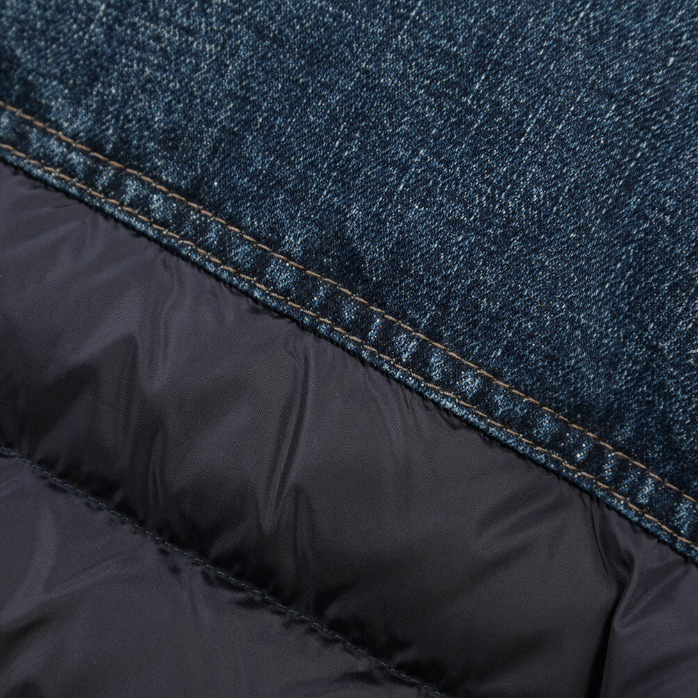 MOORER “MONDOR-FUR-104S” 異素材コンビ デニムダウンジャケット 取り外し可能ファー / JAPANESE FABRIC