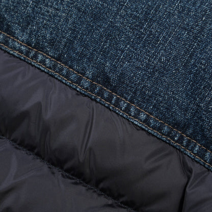MOORER “MONDOR-FUR-104S” 異素材コンビ デニムダウンジャケット 取り外し可能ファー / JAPANESE FABRIC