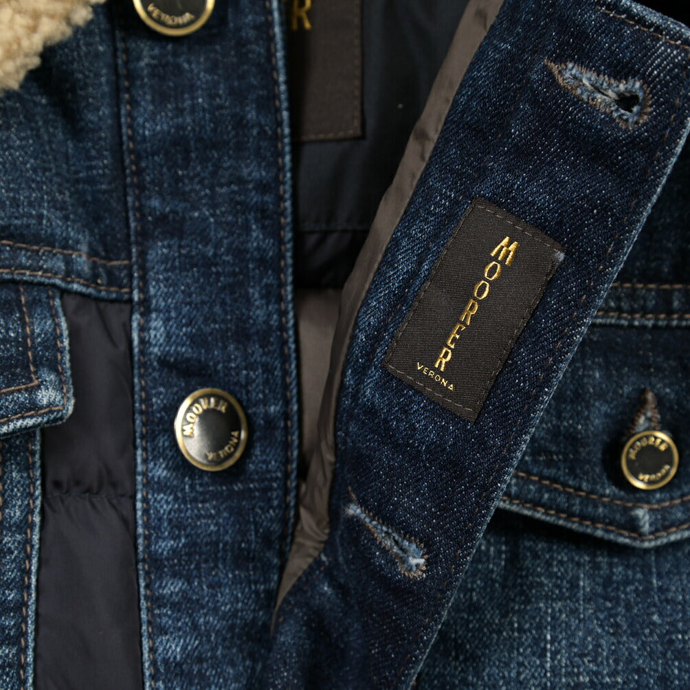 MOORER “MONDOR-FUR-104S” 異素材コンビ デニムダウンジャケット 取り外し可能ファー / JAPANESE FABRIC