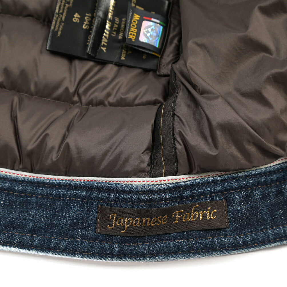 MOORER “MONDOR-FUR-104S” 異素材コンビ デニムダウンジャケット 取り外し可能ファー / JAPANESE FABRIC