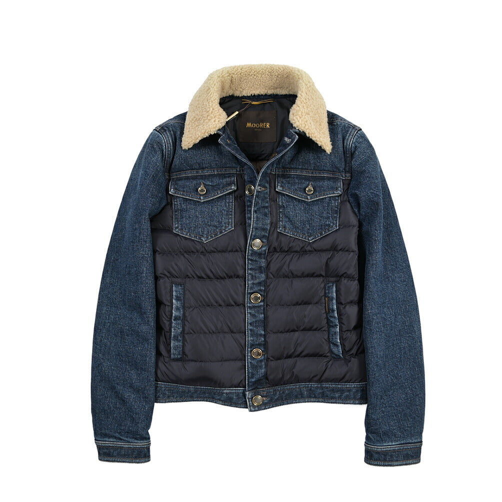 MOORER “MONDOR-FUR-104S” 異素材コンビ デニムダウンジャケット 取り外し可能ファー / JAPANESE FABRIC