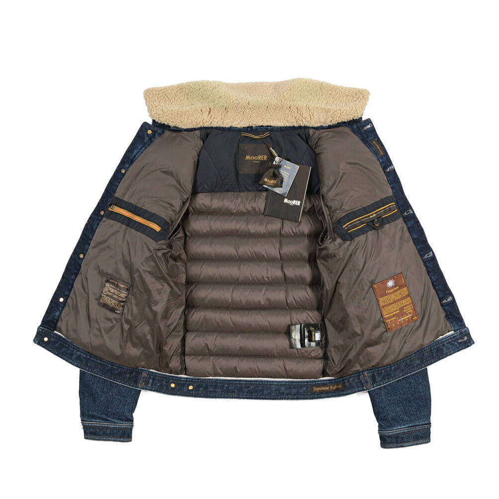 MOORER “MONDOR-FUR-104S” 異素材コンビ デニムダウンジャケット 取り外し可能ファー / JAPANESE FABRIC