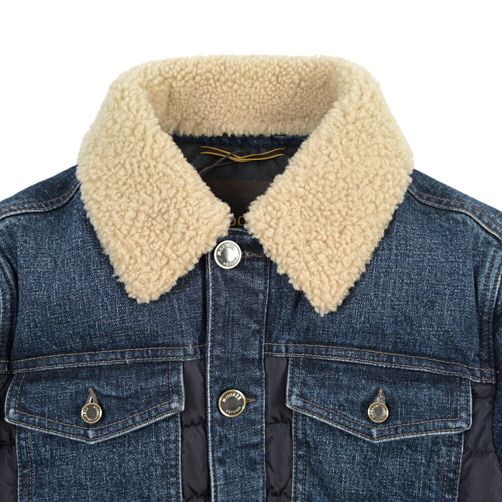 MOORER “MONDOR-FUR-104S” 異素材コンビ デニムダウンジャケット 取り外し可能ファー / JAPANESE FABRIC
