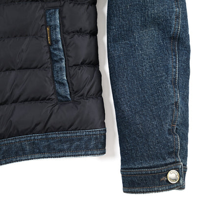 MOORER “MONDOR-FUR-104S” 異素材コンビ デニムダウンジャケット 取り外し可能ファー / JAPANESE FABRIC