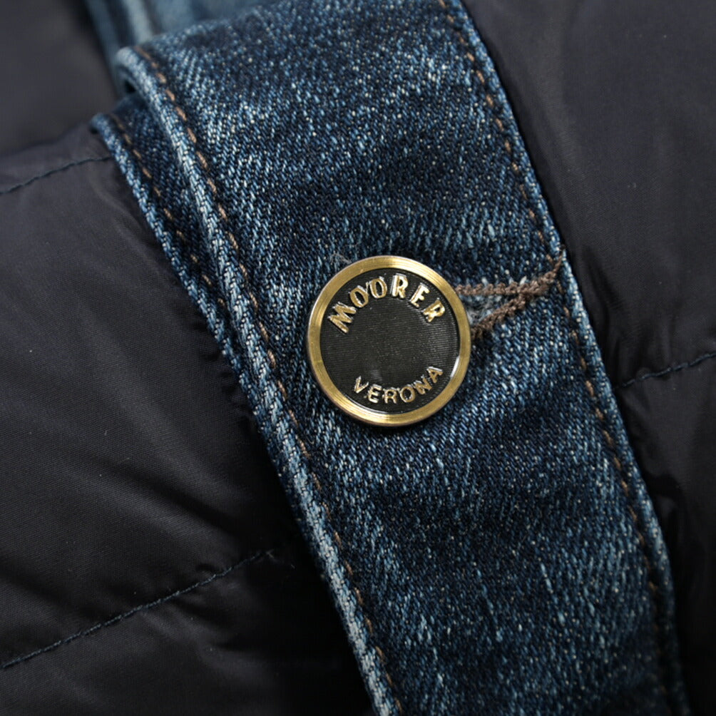 MOORER “MONDOR-FUR-104S” 異素材コンビ デニムダウンジャケット 取り外し可能ファー / JAPANESE FABRIC