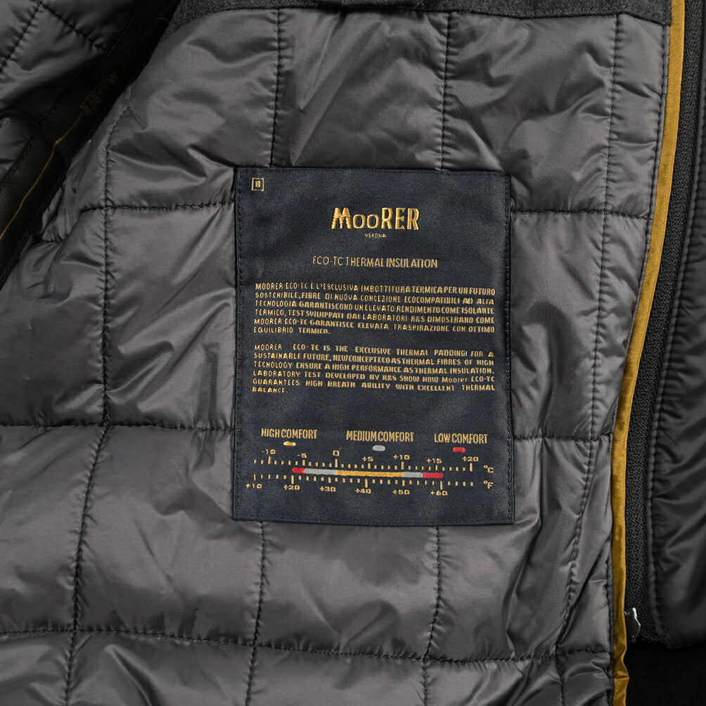 MOORER “MONFERRATO-OT” ヴァージンウール100% 着脱可能フロントライナー付 中綿ステンカラーコート