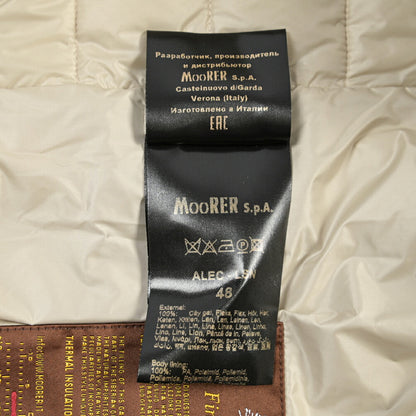MOORER “ALEC-LSN” リネン100% スタンドカラーダウンブルゾン