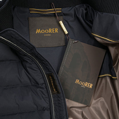 MOORER “DUNCAN-S3Z” 異素材コンビ スタンドカラーニットブルゾン