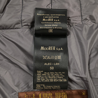MOORER “ALEC-LSN” リネン100% スタンドカラーダウンブルゾン