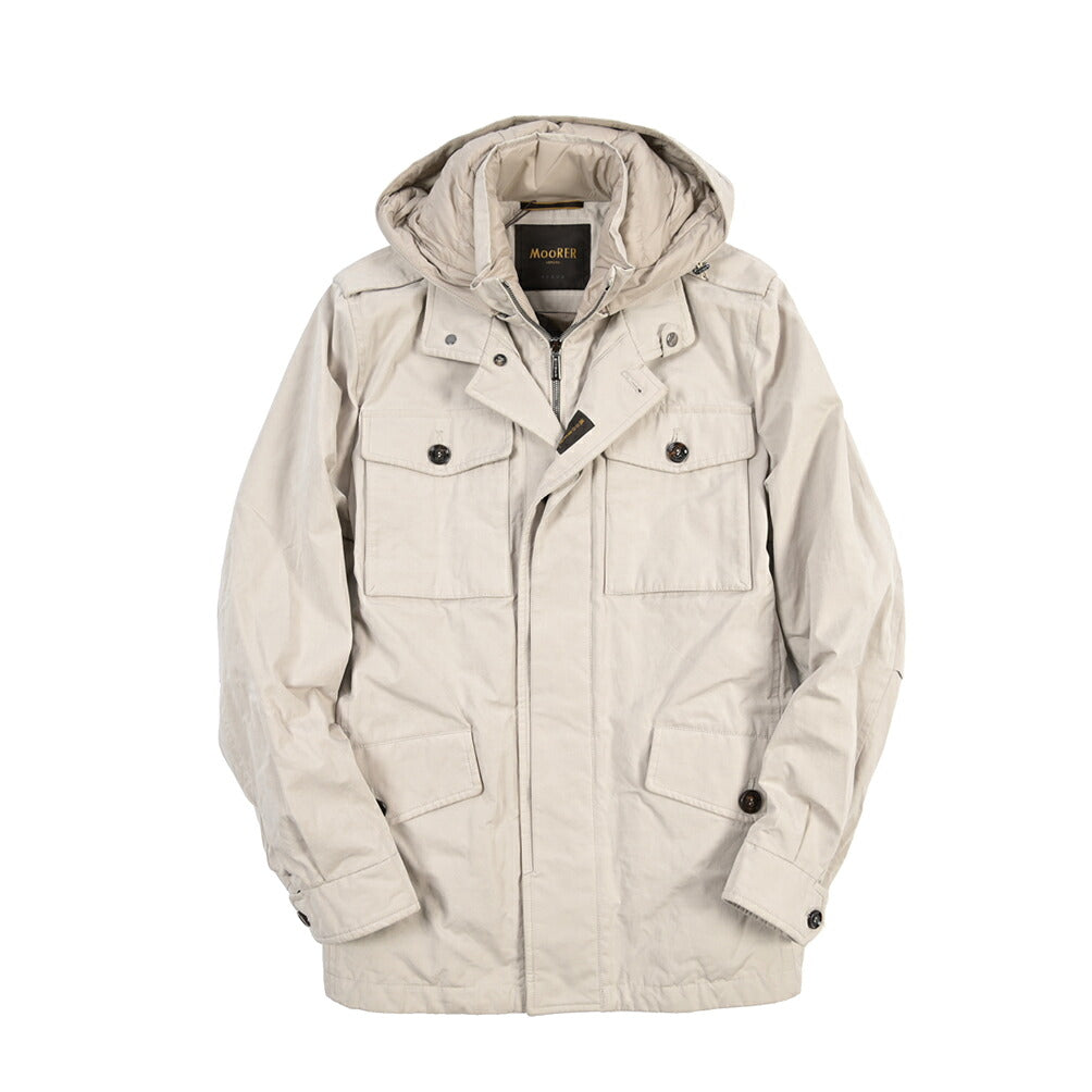 MOORER “ISACCO-S1” コットンギャバジン フード付きダウンジャケット / ACQUA RESISTANT(撥水)