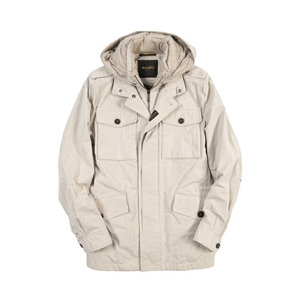 MOORER “ISACCO-S1” コットンギャバジン フード付きダウンジャケット / ACQUA RESISTANT(撥水)