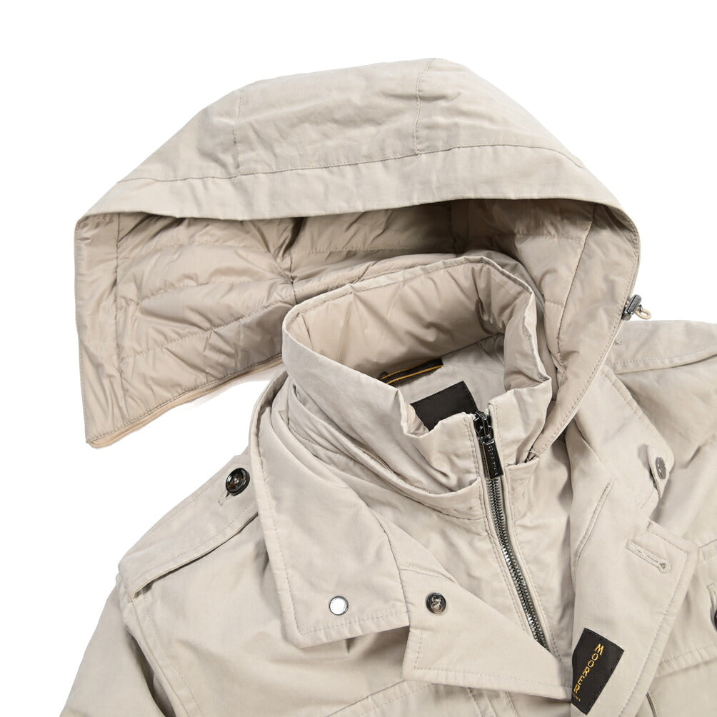 MOORER “ISACCO-S1” コットンギャバジン フード付きダウンジャケット / ACQUA RESISTANT(撥水)