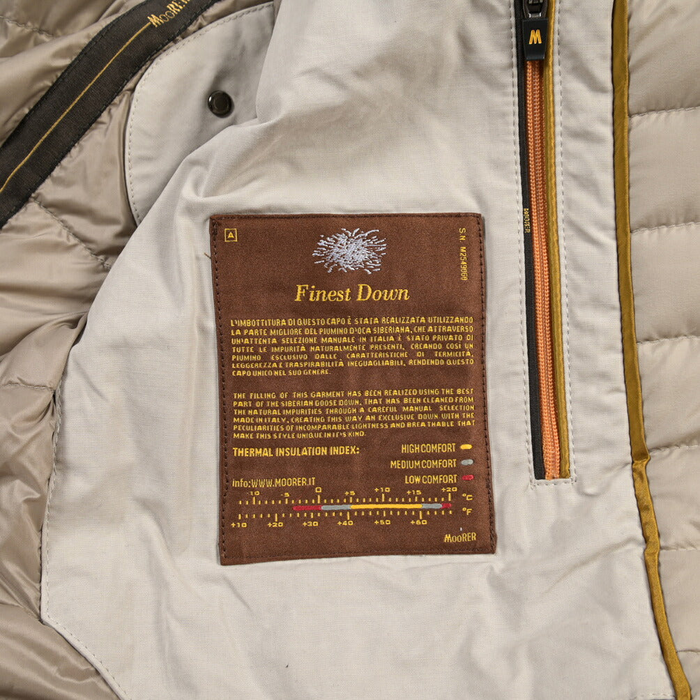 MOORER “ISACCO-S1” コットンギャバジン フード付きダウンジャケット / ACQUA RESISTANT(撥水)