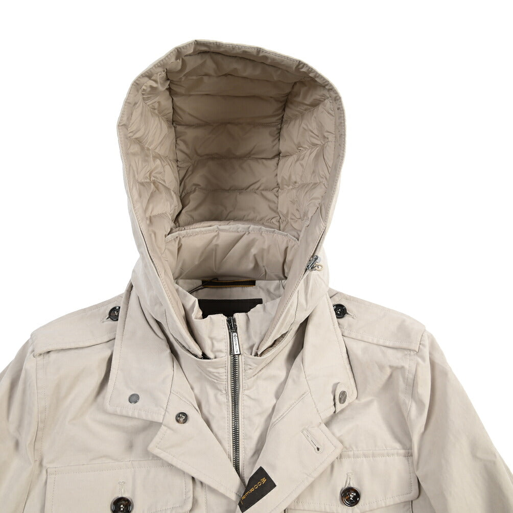 MOORER “ISACCO-S1” コットンギャバジン フード付きダウンジャケット / ACQUA RESISTANT(撥水)