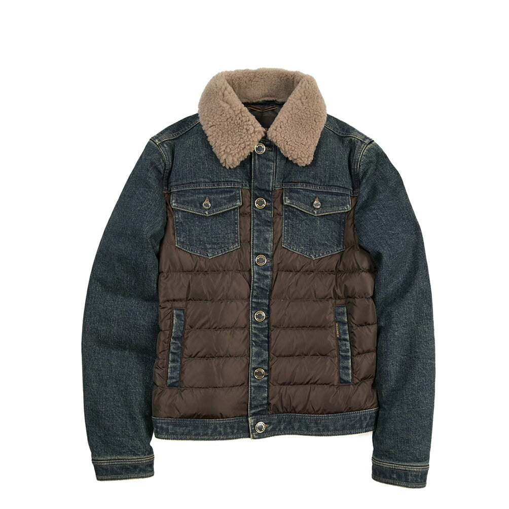 MOORER “MONDOR-FUR-104S” 取り外し可能ムートンファー付き 異素材コンビ デニムダウンジャケット  / JAPANESE FABRIC