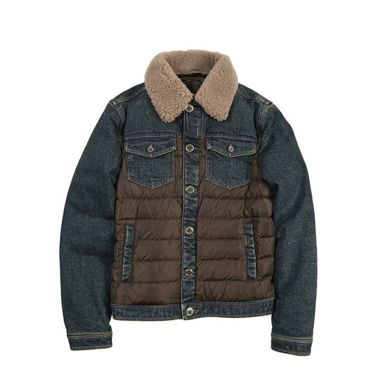 MOORER “MONDOR-FUR-104S” 取り外し可能ムートンファー付き 異素材コンビ デニムダウンジャケット  / JAPANESE FABRIC