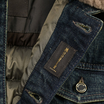 MOORER “MONDOR-FUR-104S” 取り外し可能ムートンファー付き 異素材コンビ デニムダウンジャケット  / JAPANESE FABRIC