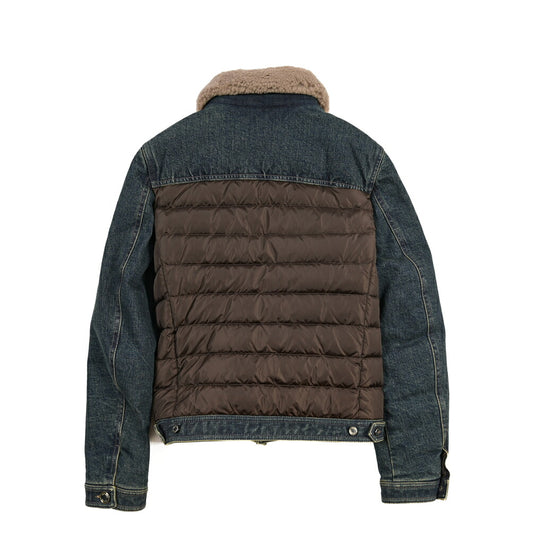 MOORER “MONDOR-FUR-104S” 取り外し可能ムートンファー付き 異素材コンビ デニムダウンジャケット  / JAPANESE FABRIC