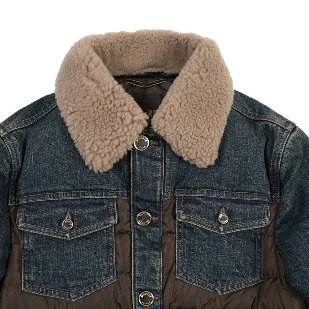 MOORER “MONDOR-FUR-104S” 取り外し可能ムートンファー付き 異素材コンビ デニムダウンジャケット  / JAPANESE FABRIC