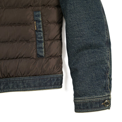 MOORER “MONDOR-FUR-104S” 取り外し可能ムートンファー付き 異素材コンビ デニムダウンジャケット  / JAPANESE FABRIC