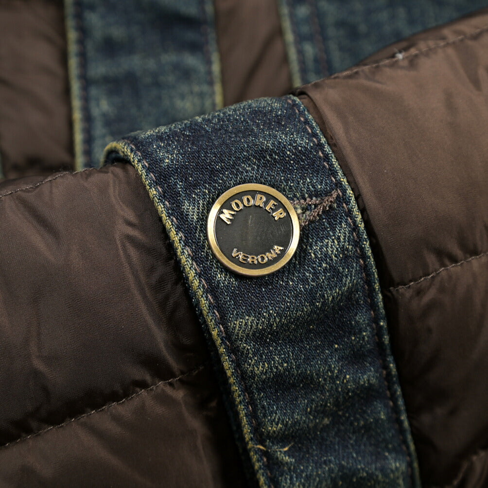 MOORER “MONDOR-FUR-104S” 取り外し可能ムートンファー付き 異素材コンビ デニムダウンジャケット  / JAPANESE FABRIC